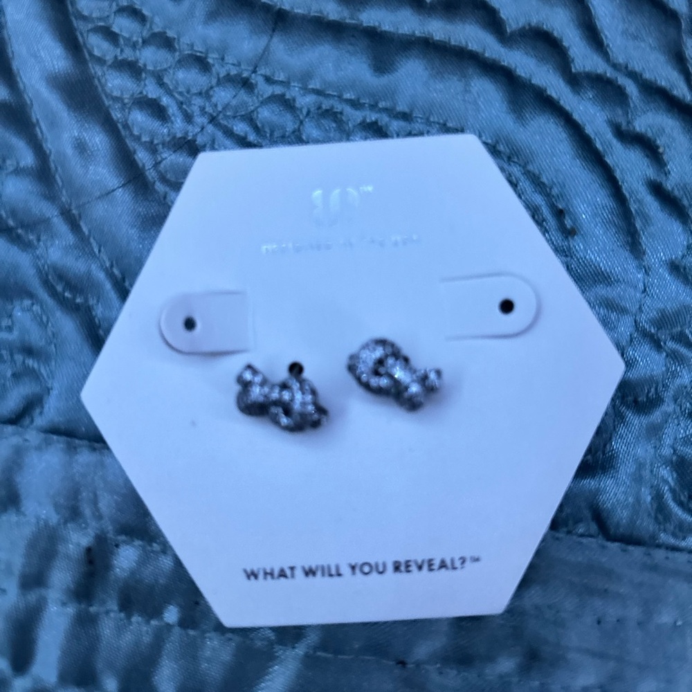 Silver Bow Stud Earrings